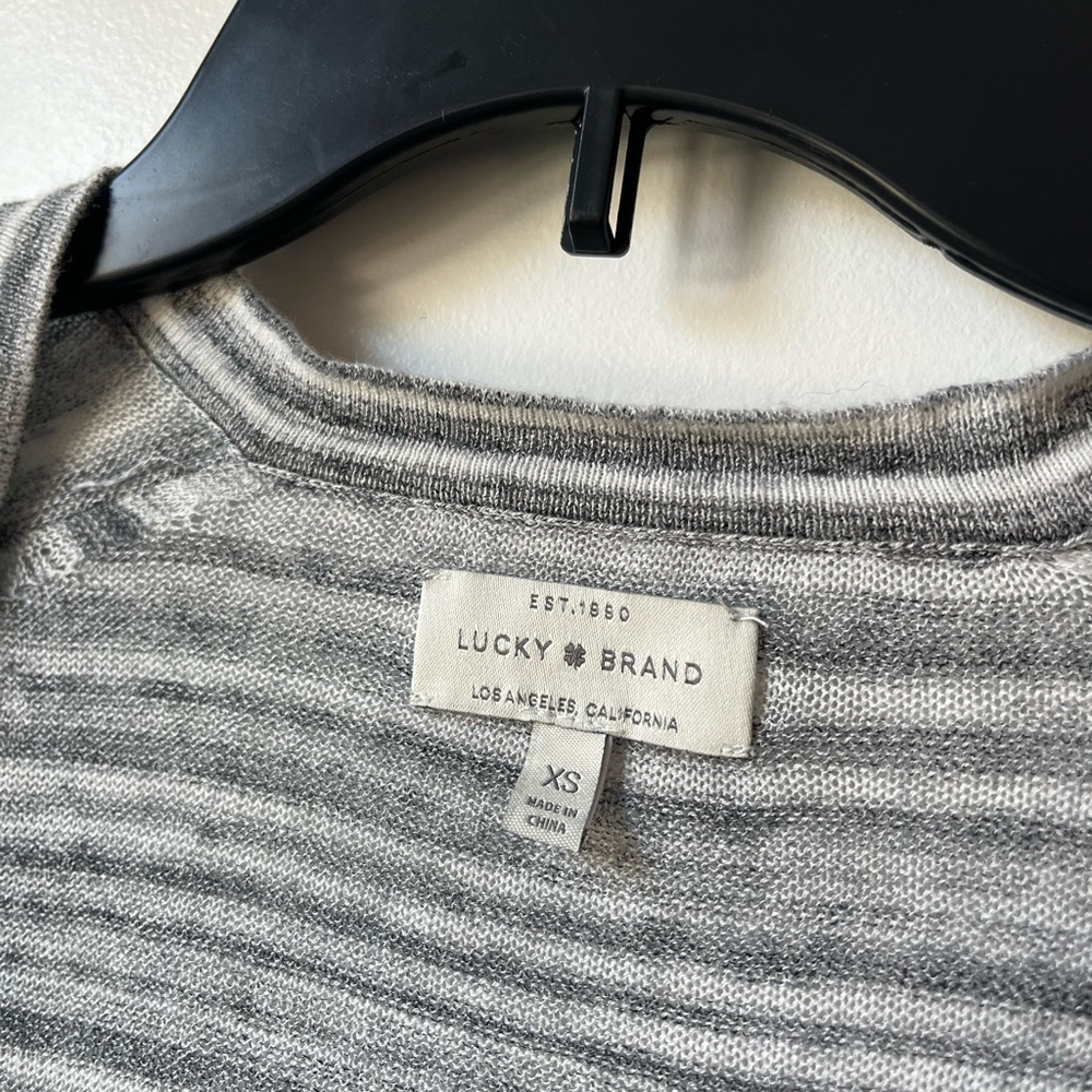 Lucky Brand gray striped cardigan size XS - Picture 2 of 6